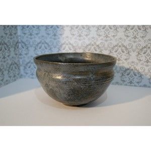 Blue Drip Glaze Pottery Bowl Hand Thrown Signed Simon Brick Red 7" wide